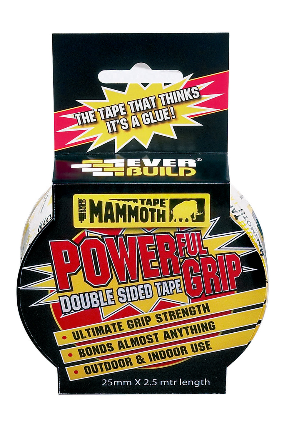 Everbuild Mammoth Powerful Grip Tape Clear 25mm x 2.5m