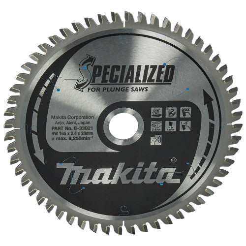 Makita B-33021 Specialized TCT Aluminium Circular Saw Blade 165mm x 20mm 56T