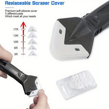 Five interchangeable silicone finishing heads and how they fit onto the sealant tool