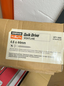 Original WSNTL44E box label showing 4.6 x 44mm size and 2,000 screws
