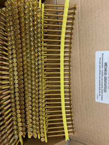 Original photograph of WSNTL64E collated screw strip showing square drive heads and threads