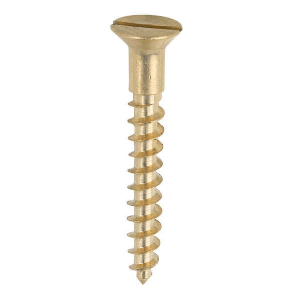 6 gauge solid brass woodscrew single flat head slotted wood screw 6g
