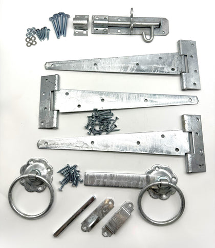 hot dipped galvanised gate hinge pack with fixings
