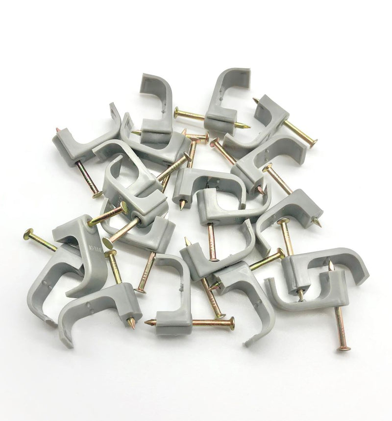 Load image into Gallery viewer, 16mm cable clips for twin and earth cable flat grey bundle
