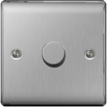 BG Nexus Dimmer Switch 1G 2W Brushed Steel 200W - NBS81