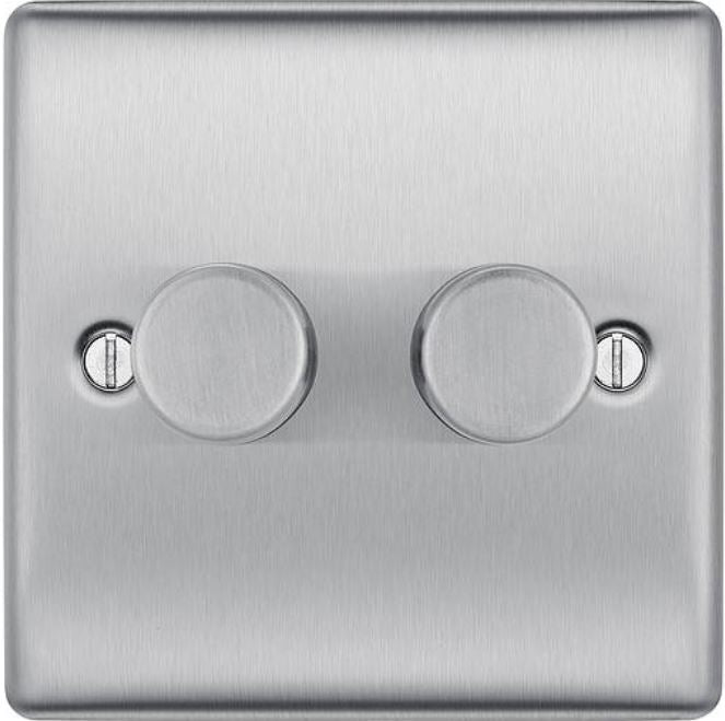 BG Nexus Dimmer Switch 2G 2W Brushed Steel 400W - NBS82