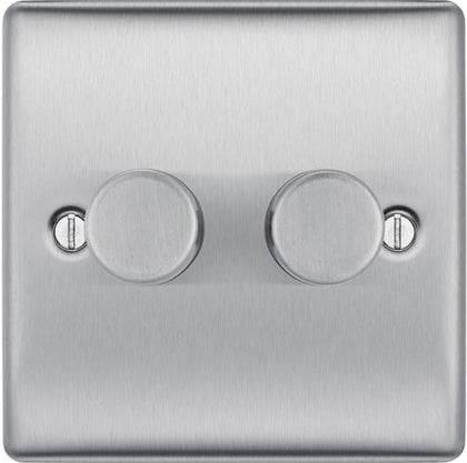 BG Nexus Dimmer Switch 2G 2W Brushed Steel 400W - NBS82