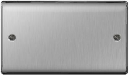 BG Nexus Blank Plate 2 Gang Brushed Steel - NBS95