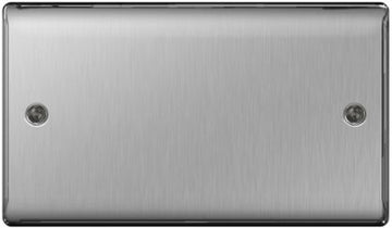 BG Nexus Blank Plate 2 Gang Brushed Steel - NBS95